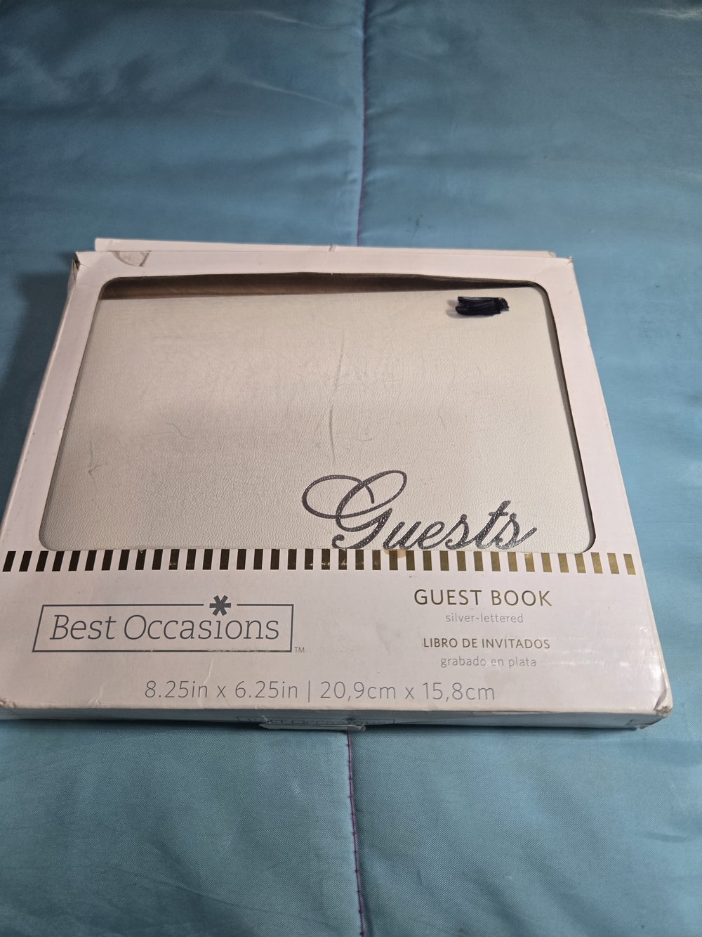 Occasion White Guest Book with Silver Script